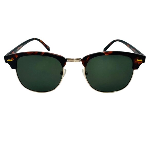 9116 | Tortoise/Green Lens Browline Sunglasses - Picture 1 of 5